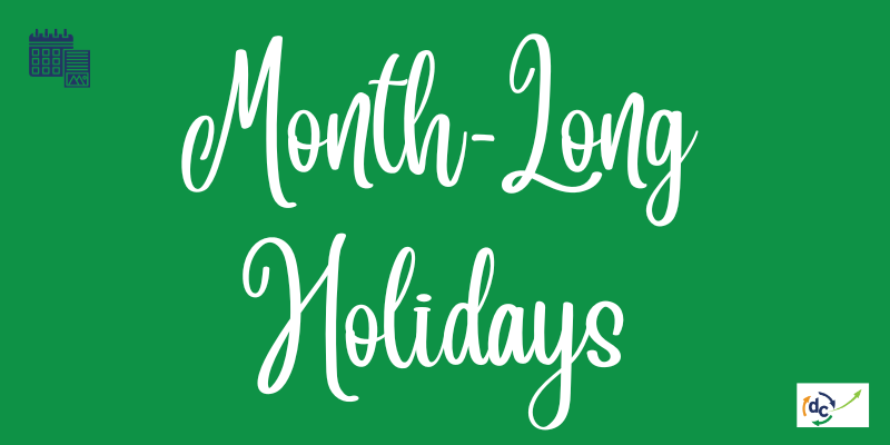Shortcut to Month-long January Holidays