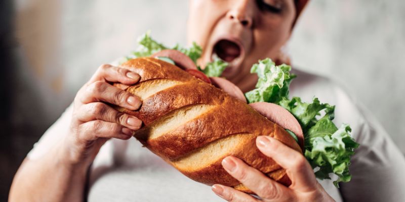 person eating a big sandwich