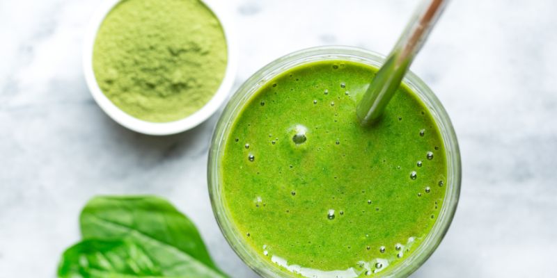 A glass of green juices