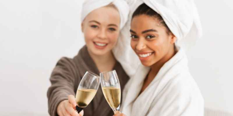 Two people having a spa day 
