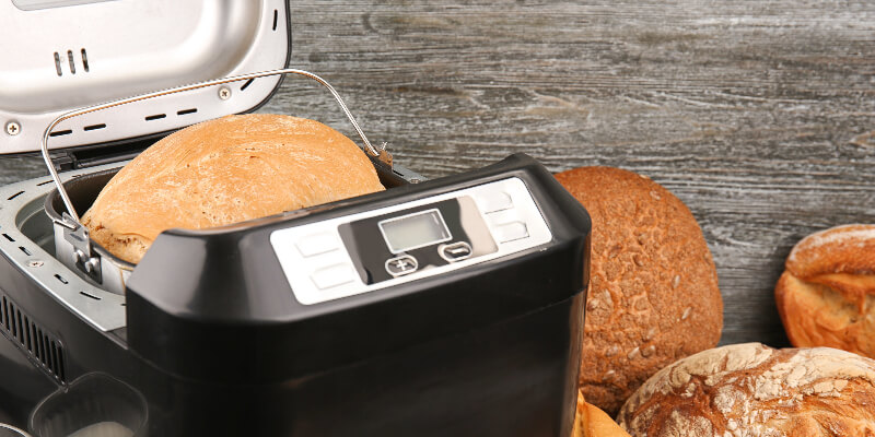 bread machine with fresh-made bread