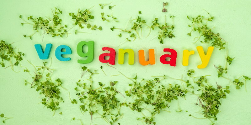 Veganuary sign adorned with parsely